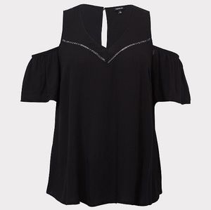 Torrid BLACK EYELET COLD SHOULDER BLOUSE